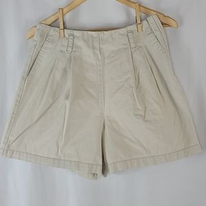 Vintage High Waisted Pleated Khaki Shorts